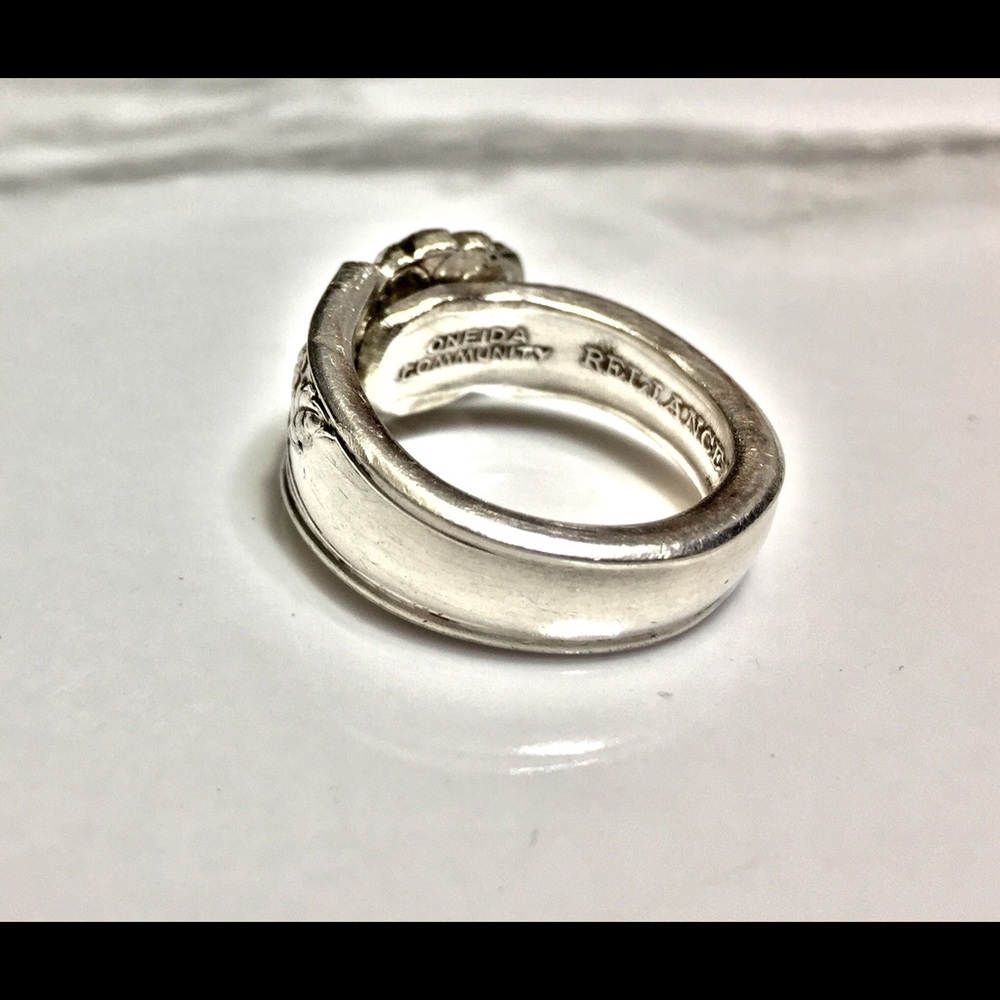 Sterling Silver Plate Spoon Ring Vintage Floral - Picture 7 of 8